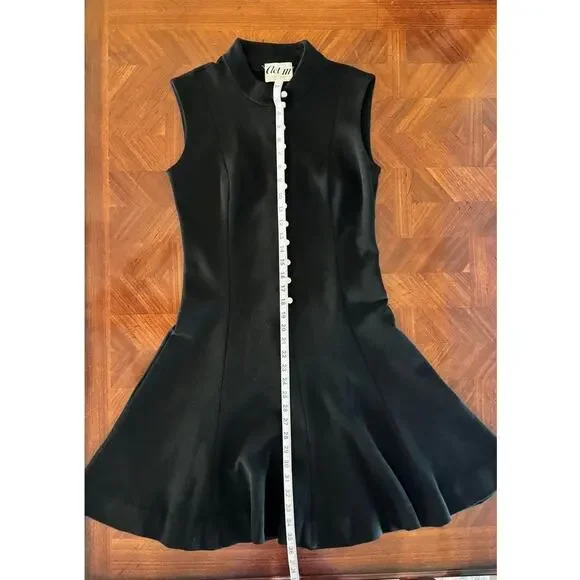 Vintage Act III Mod Black Wool Dress w/ Rhinestone Buttons - Picture 4 of 14